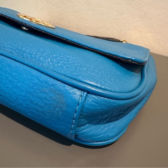 Michael Kors Fulton Blue Pebbled Leather Shoulder Bag - Picture 9 of 12